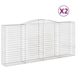 Arched Gabion Baskets 2 pcs 400x50x180/200 cm Galvanised Iron 3147048