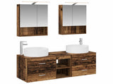 Bathroom Furniture Set 5 pcs Old Wood Engineered Wood and Glass 3407085