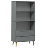 Bookcase MOLDE Grey 85x35x170,5 cm Solid Wood Pine 350542