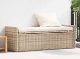 Storage Bench with Cushion Natural 110 x 40 x 50 cm Rattan 42011577
