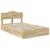 Storage Bed with Drawer Sonoma Oak 120 x 200 cm Engineered Wood 3413112