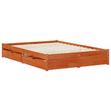 Bed Frame with Drawer with Storage Wax Brown Solid Pine Wood 3423809