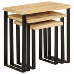 Nesting Tables 3 pcs with Live Edge Solid Wood Mango 372762