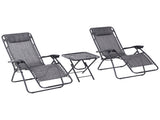 3pcs Folding Zero Gravity Chairs Sun Lounger Table Set w/ Cup Holders Reclining Garden Yard Pool, T3398P320000