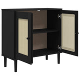 Sideboard SENJA Rattan Look Black 80x35x80 cm Solid Wood Pine 358033