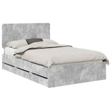 Bed Frame with Drawer Concrete Grey 135 x 190 cm Engineer Wood 3412605