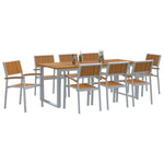 Garden Dining Set 9 pcs Grey and brown 200 x 90 x 75 cm 3284358
