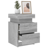 Bedside Cabinet with LED Lights Grey Sonoma 35x39x55 cm 836759
