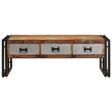 Coffee Table with 3 Drawers Solid Reclaimed Wood 100x50x35 cm 244941