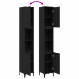 Bathroom Cabinet Black Oak 30 x 30 x 190 cm Engineered Wood 862806