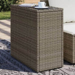 ZNTS Garden Side Table with Glass Top Grey 58x27.5x55 cm Poly Rattan 366133