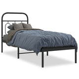 Metal Bed Frame without Mattress with Headboard Black 75x190cm 377107