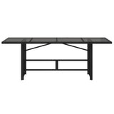 Garden Table Black PE rattan, powder-coated steel, tempered glass 365602