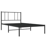 Metal Bed Frame without Mattress with Headboard Black 75x190cm 352470
