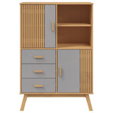Highboard OLDEN Grey and Brown 85x43x125 cm Solid Wood Pine 358616