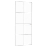 Interior Door White 83x201,5 cm Tempered Glass&Aluminium Slim 153671