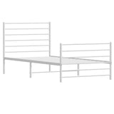 Metal Bed Frame without Mattress with Footboard White 100x200cm 352381