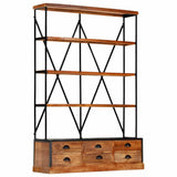 284423 4-Tier Bookcase with 6 Drawers 122x36x181 cm Solid Mango Wood