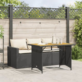 2 Piece Garden Dining Set with Cushions Black Poly Rattan 366336