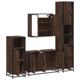 4 Piece Bathroom Furniture Set Brown Oak Engineered Wood 3301194