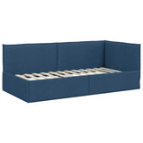 Corner Bed Frame with Headboard Blue 100 x 200 cm Velvet 42016478