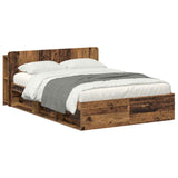 Bed Frame with Storage Old Wood 140 x 190 cm Engineered Wood 3433379