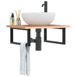 Basin Shelf Wall Mounted Steel and Solid Wood Oak 3302605