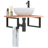 Basin Shelf Wall Mounted Steel and Solid Wood Oak 3302605