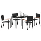 Garden Dining Set 5 pcs Black Powder-Coated Steel 3379417