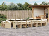 17 Piece Garden Dining Set with Cushions Beige Poly Rattan 3211246
