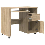 Desk with Wheels Sonoma Oak 91 x 50 x 77 cm Engineered Wood 869532