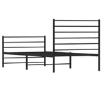 ZNTS Metal Bed Frame without Mattress with Footboard Black 100x200cm 352332