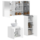 Bathroom Furniture Set 4 pcs White Engineered Wood and Glass 3407423