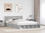 Bed Frame with Shelf Grey Sonoma 140 x 190 cm Engineered Wood 3408366