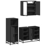 ZNTS 3 Piece Bathroom Furniture Set Black Engineered Wood 3300970