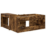Kids'High Bed Frame with Desk 2 pcs Smoked Oak Engineered Wood 3423466