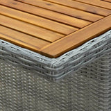 Garden Table Light Grey Poly Rattan and Solid Acacia Wood 313312