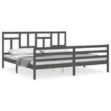 Bed Frame without Mattress Grey 200x200 cm Solid Wood 3194983