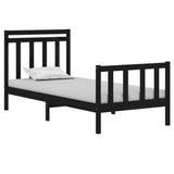 Bed Frame without Mattress Black 75x190 cm Small Single Solid Wood 3105344