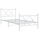 Metal Bed Frame without Mattress with Footboard White 90x190cm 376561