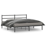 Metal Bed Frame without Mattress with Headboard Black 180x200cm 355369