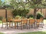 Garden Dining Set 9 pcs Black Solid Acacia Wood 3365526
