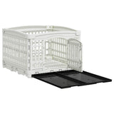 4 Panel Dog Playpen 122 x 106.5 x 82 cm Plastic White Foldable 42027215