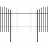 Garden Fence with Spear Top Steel 1781.5x175 cm Black 277748