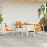 Garden Dining Set 5 pcs Solid Acacia Wood and Stainless Steel 3334806
