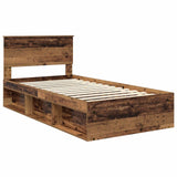 Bed Frame with Headboard Old Wood 100 x 200 cm Solid Pine Wood 3410643