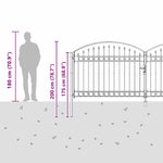 Fence gate with Lock Grey 400 x 150 cm Steel 42008943