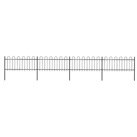 Garden Fence with Hoop Top Steel 714.5x80 cm Black 277650