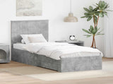 Bed Frame Concrete Grey and Silver 70 x 190 cm Engineered Wood 3411371