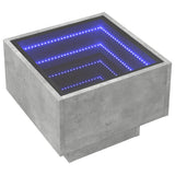 Bedside Table with Infinity LED Concrete Grey 40x40x30 cm 3284066